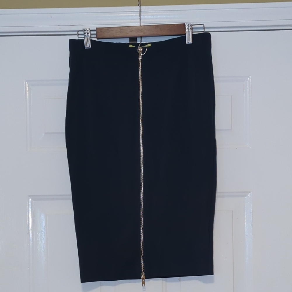 Gianni Bini Pencil Skirt Size Medium Teal Gold Zipper Office Siren Workwear